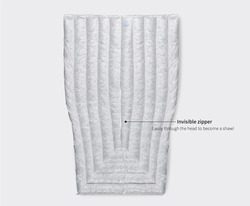 Wind-Hard 2℃/36° F 850FP 10D Nylon Down Sleeping Bag/Quilt Hybrid